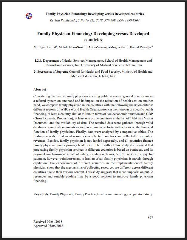 Dr Fardid et al. Family Physician Financing